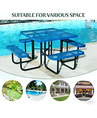 gaomon Heavy Duty 46" Square Patio Picnic Tables for Outdoors with Umbrella Hole