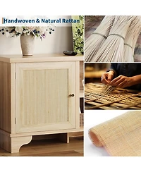gaomon Rattan Tv Stand for Living Room Modern Entertainment Center Boho Media Console Table with Storage