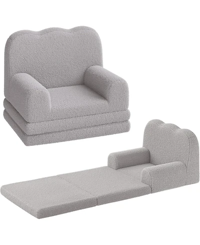 gaomon Kids Couch, 2-in-1 Comfy Toddler Couch Fold Out, Convertible Sofa to Lounger Foam Kids Chair with Soft Sherpa