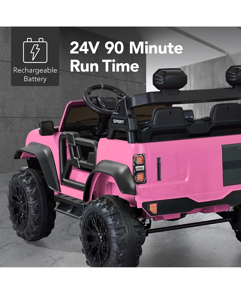 Best Choice Products Kids 24V 2-Seater Electric Ride-On Car Truck Parent Control, Bluetooth, Led Lights