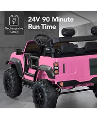 Best Choice Products Kids 24V 2-Seater Electric Ride-On Car Truck Parent Control, Bluetooth, Led Lights