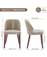 homfan Modern Wooden Dining Chairs Upholstered Linen Seat, Padded Cushion, Sturdy Wood Legs, Perfect for Dining Room and Restaurant, Kitchen