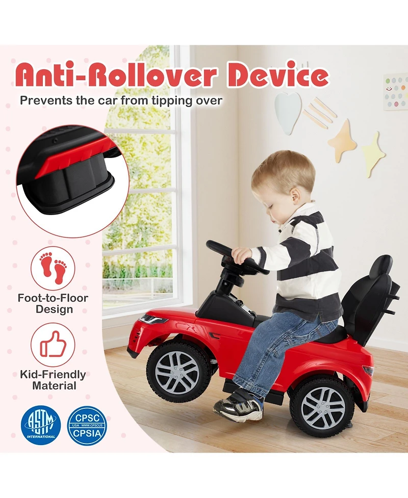 Mecale 3-in-1 Toddler Push Car with Removable Handle and Guardrail, Age 18-36 Months