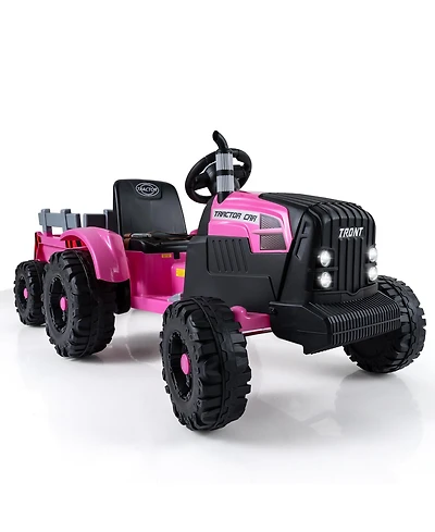 Mecale 24V Kids Ride-On Tractor with Trailer and Remote Control, Age 3-8