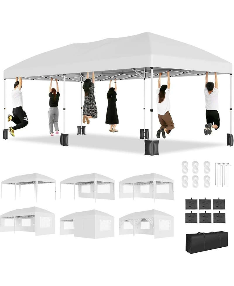 homfan Pop Up Canopy – Heavy Duty Wedding Tent with Removable Sidewalls, 3 Heights, Carry Bag and Sandbags