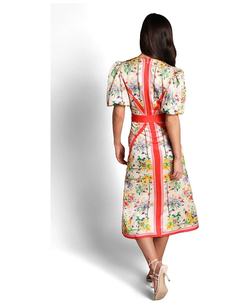 Coast Women's Satin Scarf Print V-Neck Midi Dress