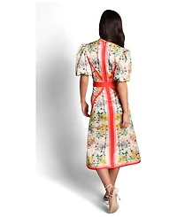 Coast Women's Satin Scarf Print V-Neck Midi Dress