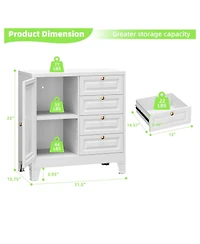 Boyel Living 33" Metal Bathroom Cabinet with 4 Drawers and Door, Floor Storage Organizer with Shelves for Toilet Paper
