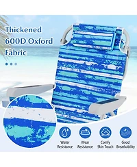 Sugift Set of 2 Foldable Backpack Beach Chairs with Cup Holder and Storage Pockets