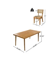 Asagikoiai Netro 7-Piece Acacia Wood Outdoor Dining Set with Wicker Chairs
