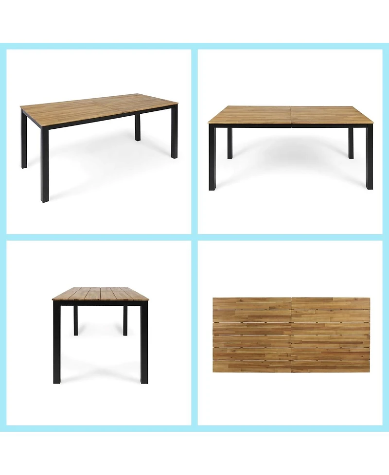 Asagikoiai 7-Piece Patio Dining Set with Acacia Wood Table and 6 Aluminum Chairs