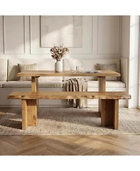 Tribesigns Solid Wood End of Bed Bench for Bedroom, 55 Inch Wooden Entryway Bench, Dining Bench for Entrance, Entryway, Hallway, Indoor