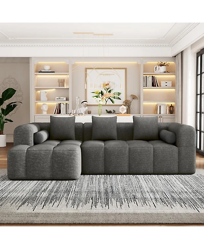Clihome Combined Sofa Sectional Sofa with Deep Seating and Side Pockets