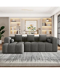 Clihome Combined Sofa Sectional Sofa with Deep Seating and Side Pockets