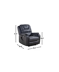 Clihome Power Reclining Sofa with Zero Gravity, Massage & Heat, Usb Ports, Phone Holder & Side Storage
