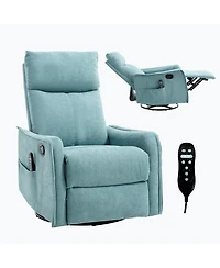 Clihome Heat Massage Manual Recliner Chair with Rocker and Swivel Fabric for Living Room