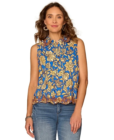 Democracy Petite Embroidered Sleeveless Top