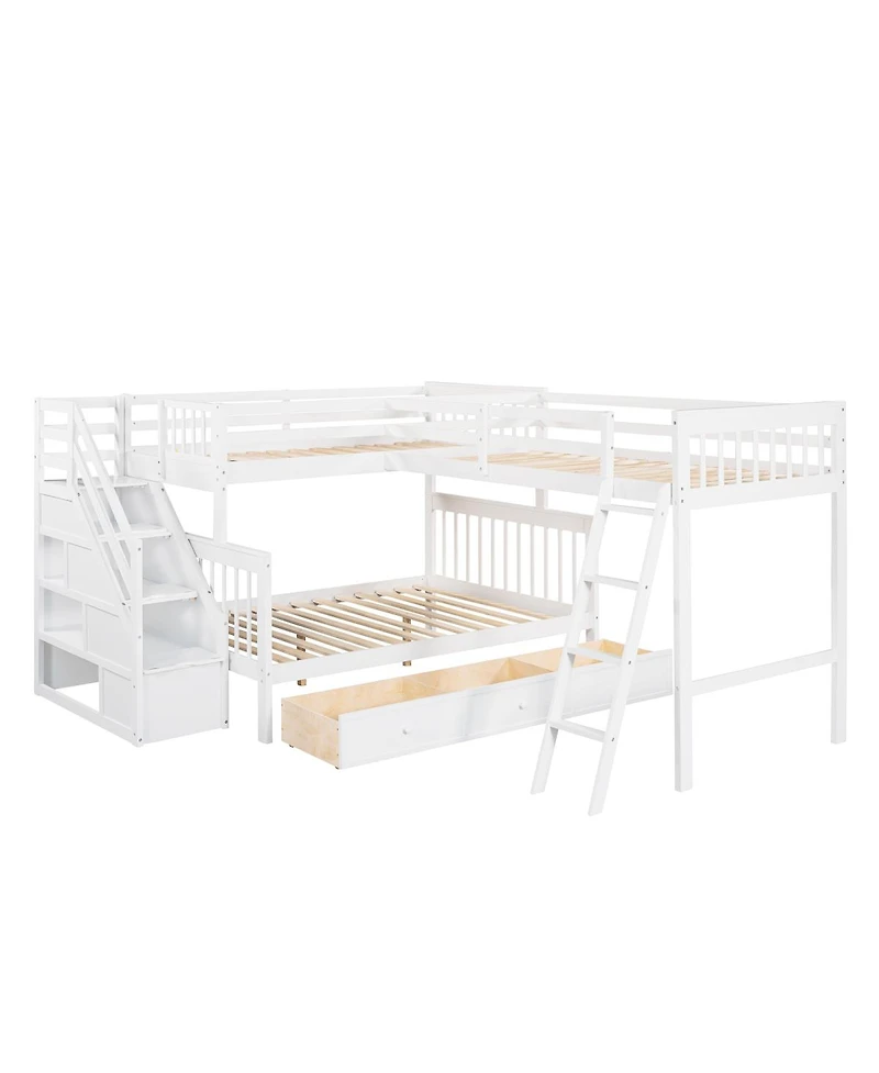 Streamdale Furniture Bunk Bed With 3 Drawers Ladder and Staircase