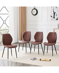 Streamdale Furniture 4-Pack Luxury Pu Leather Dining Chairs with Adjustable Metal Legs