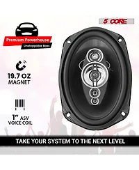 5 Core 6x9 Car Speaker 800W Pair 4Ohm 4 Way Coaxial Speaker Audio w Super Tweeter Universal Fit