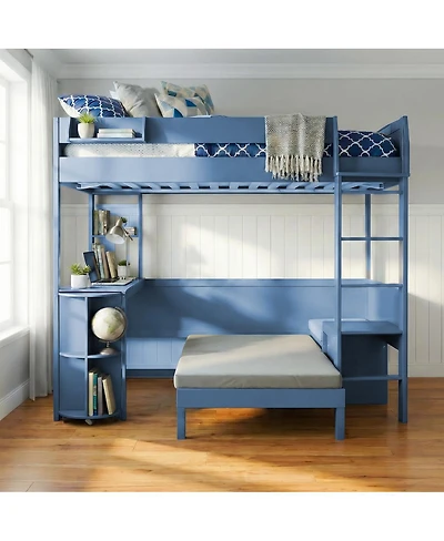 Streamdale Furniture Wood Loft Bed with Desk Sofa Storage and Light
