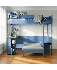 Streamdale Furniture Wood Loft Bed with Desk Sofa Storage and Light