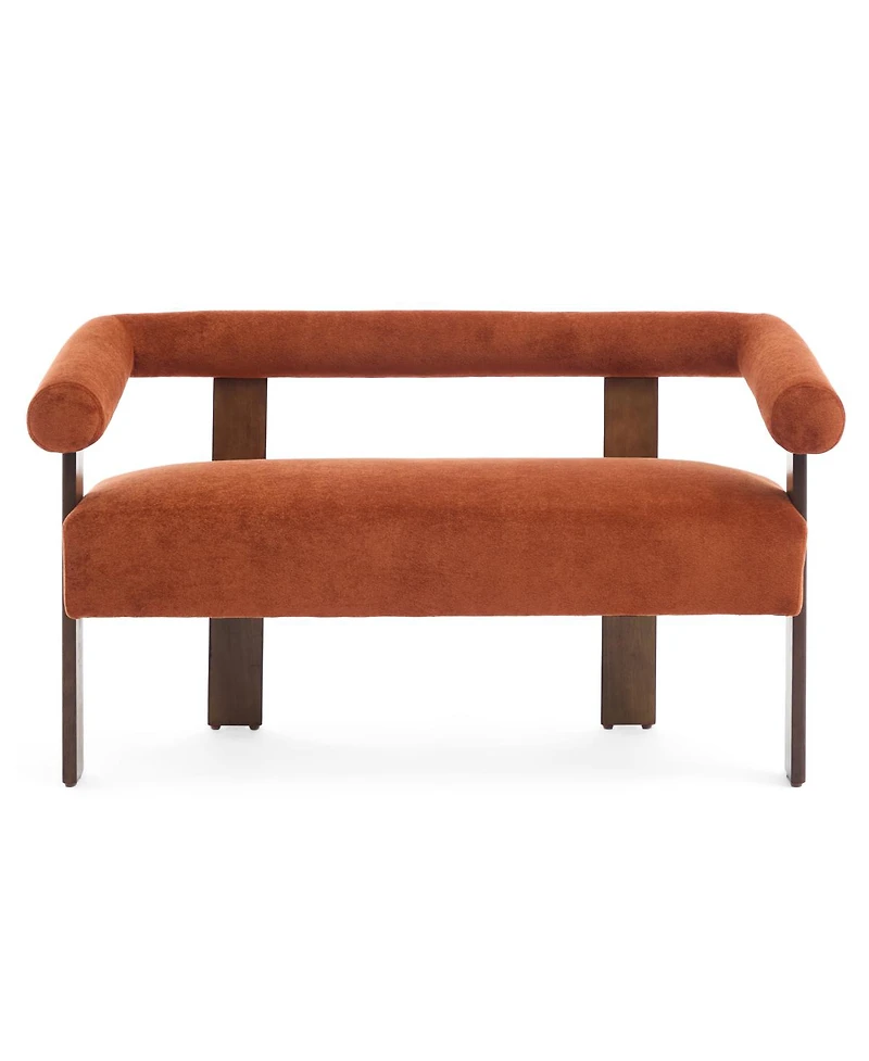Streamdale Furniture Modern Curved Boucle Loveseat with Ergonomic Backrest and Rubberwood Legs