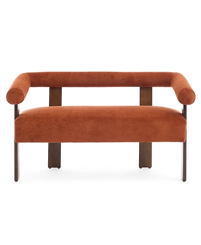 Streamdale Furniture Modern Curved Boucle Loveseat with Ergonomic Backrest and Rubberwood Legs