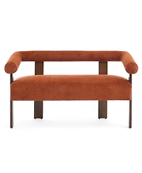 Streamdale Furniture Modern Curved Boucle Loveseat with Ergonomic Backrest and Rubberwood Legs