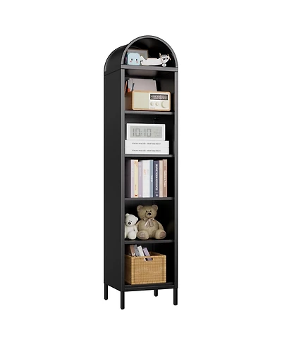 Boyel Living 73'' Narrow Arched Bookshelf, 6-Tier Metal Arch Display Organizer with Adjustable Shelves for Living Room