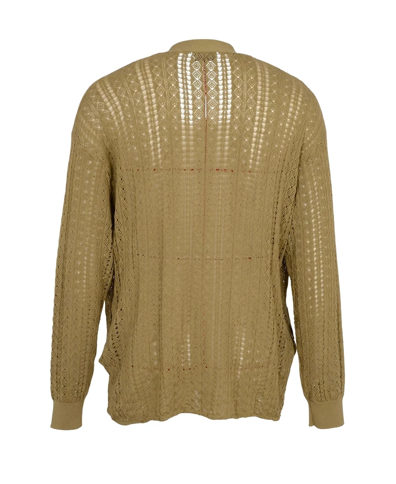 Modenaire Men's Open-Knit V-Neck Cardigan Sweater
