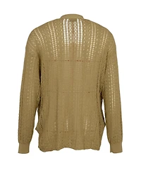 Modenaire Men's Open-Knit V-Neck Cardigan Sweater