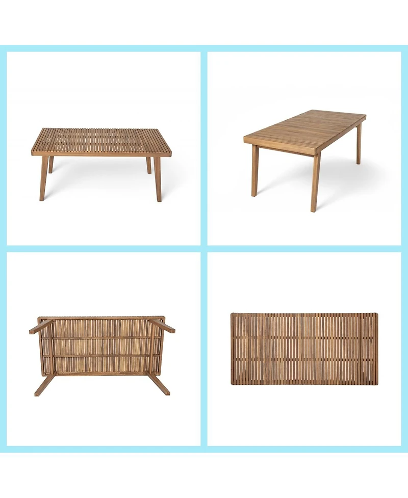 Asagikoiai 5-Piece Acacia Wood Patio Dining Set with Cushioned Chairs and Slatted Table