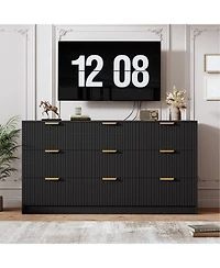 gaomon Fluted 9 Drawers Dresser For Bedroom, 59" Wide Modern Chest of with Metal Handles, Living Room, Entryway, Hallway