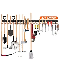 Xdovet Metal Garden Tool Organizer Wall Mount Heavy Duty Hooks Shed Storage Rack