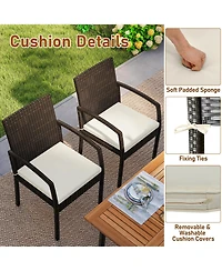 Slickblue Outdoor 7-Piece Dining Set with Acacia Wood Table and Cushions