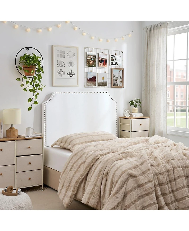 DormCo Full/Full Xl - Bevel Tacked Plush Outlet Headboard with Legs