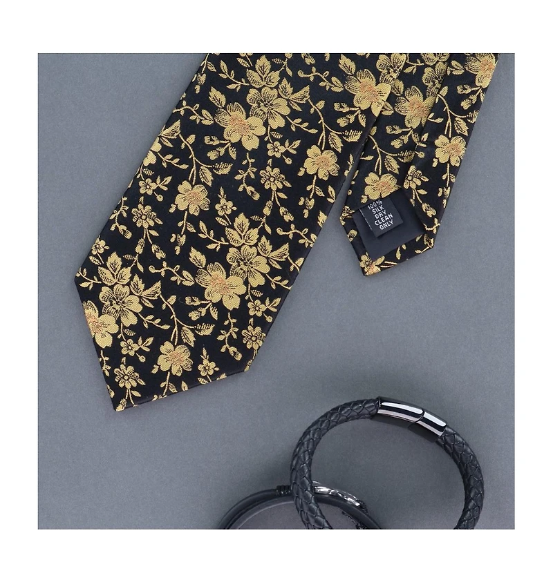 Trafalgar Men's Midas Floral Novelty Silk Necktie