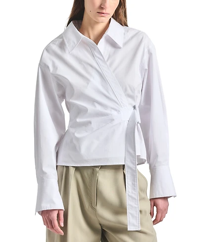 Derek Lam 10 Crosby Women's Gavin Wrap-Front Long-Sleeve Top