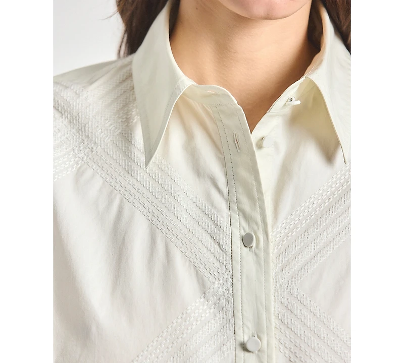 Derek Lam 10 Crosby Women's Piper Embroidered Point Collar Shirtdress