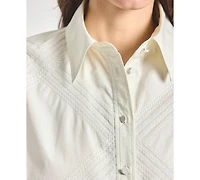 Derek Lam 10 Crosby Women's Piper Embroidered Point Collar Shirtdress