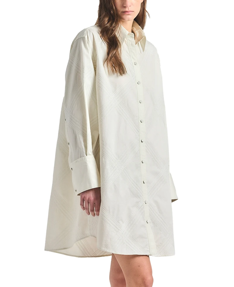 Derek Lam 10 Crosby Women's Piper Embroidered Point Collar Shirtdress