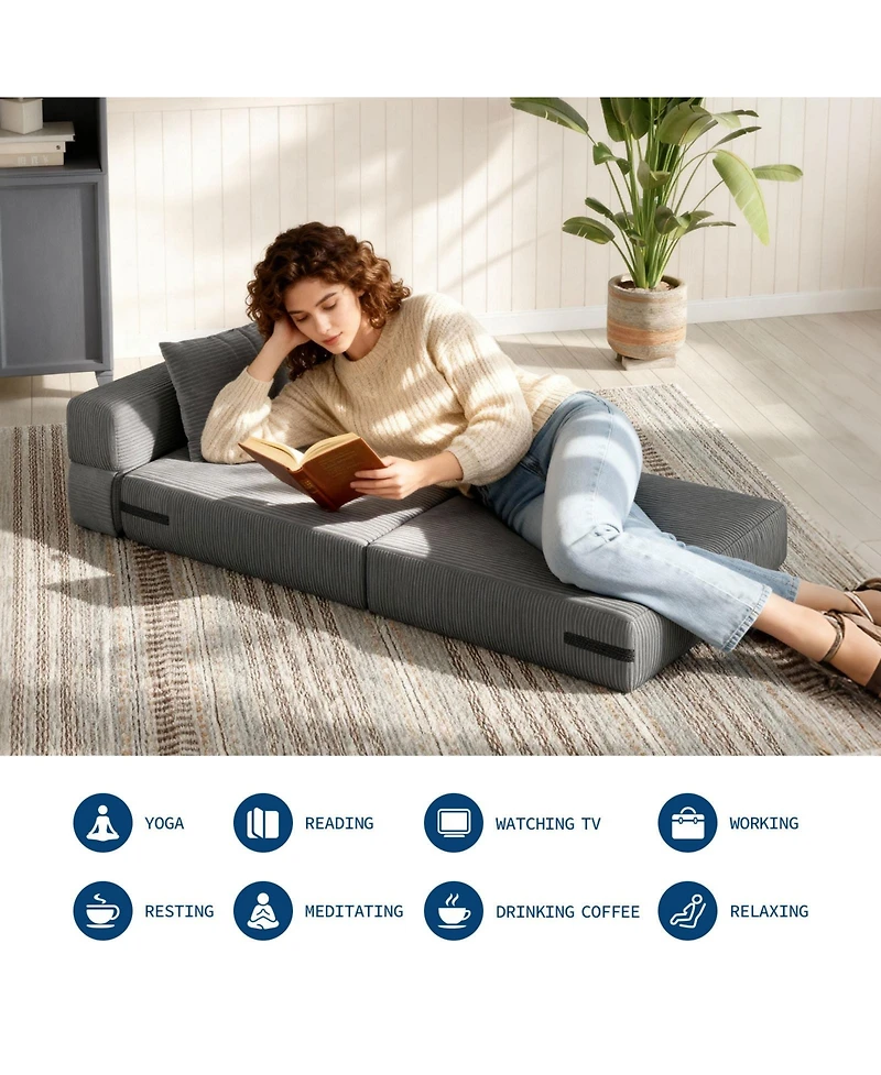 homfan 4-in-1 Folding Sofa Bed - Convertible Sleeper Chair with Pillow, Portable Fold Out Couch Bed for Living Room or Bedroom