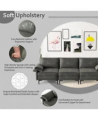 Slickblue 3 Seat Sectional Sofa with Metal Legs and Built-in Usb Charging Ports