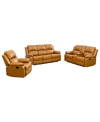 Tribesigns 6-Seater Recliner Sofa Set, Leather Sofa with Storage Console, Cup Holders, Semi-pu/Pvc Upholstery