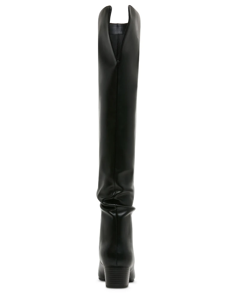 Madden Girl Women's Elite Block Heel Over The Knee Slouch Boots