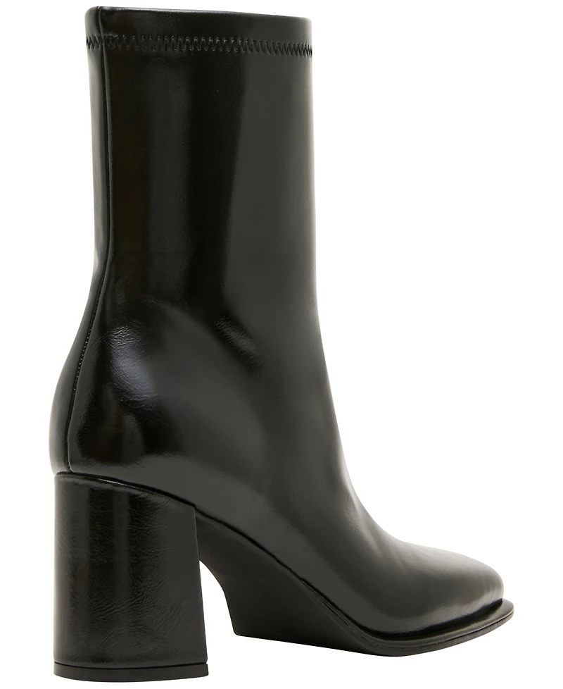 Madden Girl Women's Morning Block Heel Square Toe Sock Booties