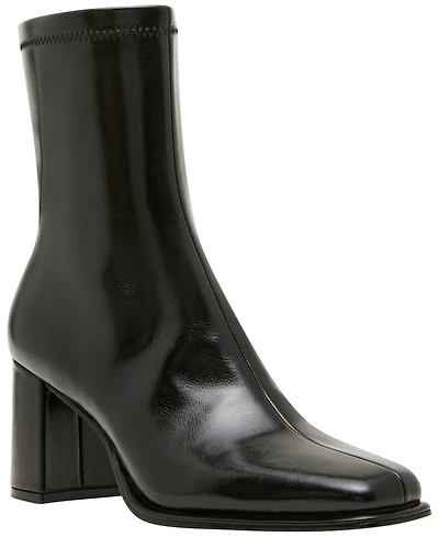 Madden Girl Women's Morning Block Heel Square Toe Sock Booties