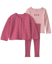 Carter's Toddler Girls' 2T-5T Floral Long-Sleeve Layering Top, Jacket and Leggings, 3-Piece Set