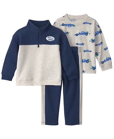 Carter's Toddler Boys' 2T-5T Color-Block Fleece Long-Sleeve Top, Sweatshirt and Pants, 3-Piece Set